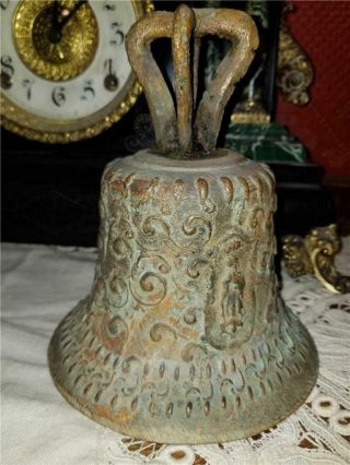 Antique Ornate Mejico Mexico Bronze 7 " Ranch Merchant Mission Bell Dated 1811