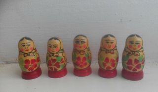 Vintage Ussr/russian Matryoshka Nesting Dolls.  5 Items.