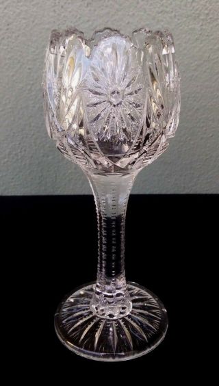 Higbee - Feathered Medallion - Antique Eapg Glass Pedestal Rose Bowl
