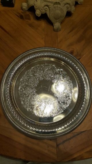 International Silver Co Usa Silverplate Plate 12.  25 " Reticulated Serving Tray
