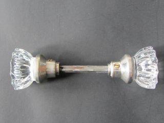 Vintage Pair 12 Point Crystal Glass Door Knobs 2 " With Spindle