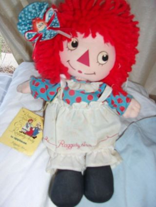Vintage W Tag Raggedy Clown Ann Annie Cloth Old Toy Adorable