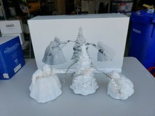 Dept 56 Putting Up The Tree - Winter Silhouette White Porcelain Set/3 - 7789 - 5