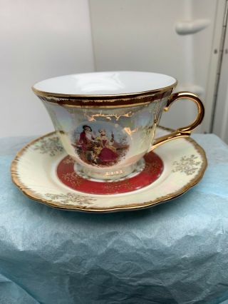 Vintage Romeo And Juliet Luster Ware Tea Cup And Saucer