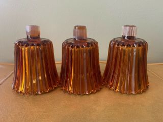 3 Homco Home Interiors Amber Gold Ribbed Votive Candle Holders