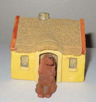 Barkitecture Sandra Brue Dog House Figurine Irish Cottage & Setter