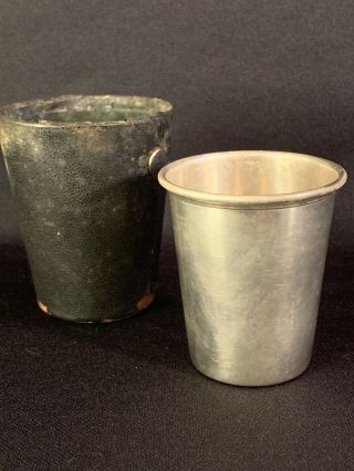 Antique Gorham Sterling Silver Army Cup With Leather Case