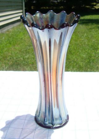 Antique Purple Carnival Glass Stretch Vase Westmoreland