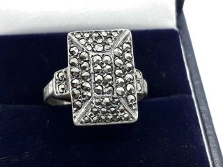 Antique Art Deco Solid Silver Marcasites Ring.  Size O1/2
