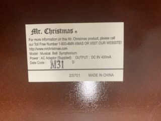 MR.  CHRISTMAS MUSICAL BELL SYMPHONIUM SONGS Music Box WITH 16 RECORDS DISCS 6