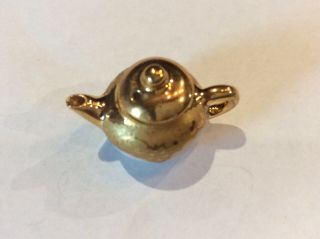 Vintage English R.  M Miniature Dollhouse Tea Pot Hand Decorated Gold Accent