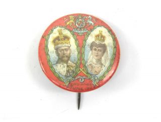 Antique Commemorative Metal Pin Badge King George V & Mary June 1911