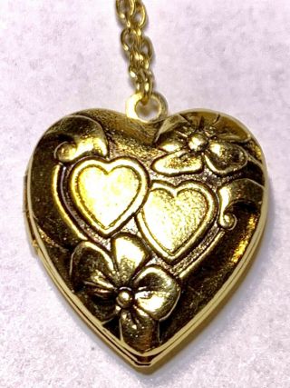 Antique Vintage Victorian Gold Filled Or Plated Heart Locket With Chain