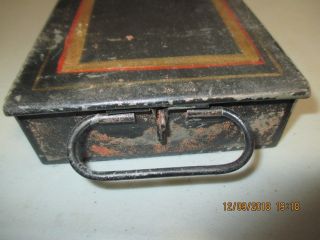 Vintage Antique Safe Deposit Box Metal Drawer Safety Bank Tray Case W Design