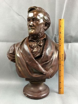 Vintage Plaster Bust Statue Of Music Composer Wagner