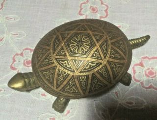 Vintage Reception Desk Bell In Detailed Brass Shaped Like A Turtle Great