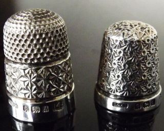 2 Antique George V Hallmarked 1925 & 1927 Solid Silver Thimbles