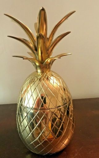 Vintage Pineapple Brass Dish Candle Stick Holder 9.  5 " Tall 4 " W 2 Lbs 2.  5 Oz