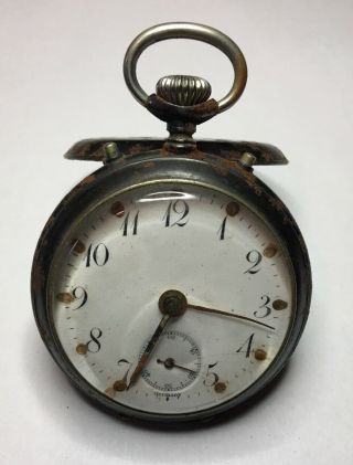 Antique Junghans 7j Alarm Pocket Watch Gunmetal Case Non - Running