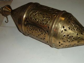 Vintage Moroccan Brass Hanging Candle Holder Pierced Design 24 "