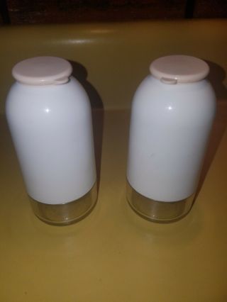 Tupperware Dome Top Salt & Pepper Shakers 2314 - White With Flip Caps Antique