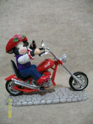 Red Hot Mama And Coca Cola - Cow Motorcycle Figurine