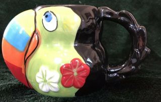 Whimsical Pier 1 Coffee Mug Toucan Bird 3 Dimensional Art - Fun Summer Mug