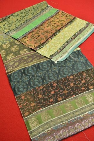 Ad51/85 Vintage Japanese Fabric Silk Antique Boro Kusakizome Woven Textile 44.  5 "