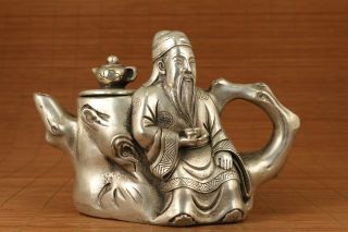 Collectible Chinese Handwork Old Tibet Silver Sage Tibet Portable Teapot