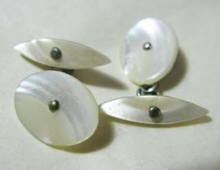 Fab Antique / Vintage Pair Mother Of Pearl Chain Linked Cufflinks