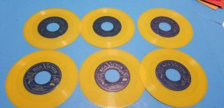6 Antique Little Nipper Series 45 Records Yellow (bambi,  Peter Wolf,  Lil Engine)