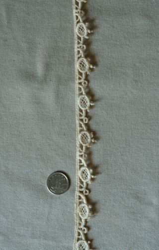 Vintage 4 Yards Narrow.  5 " Cotton Lace Edging,  Cream Ivory