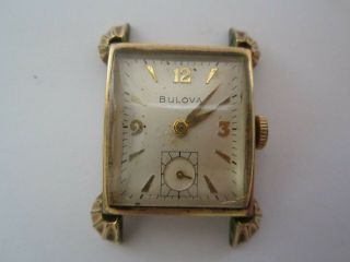 Vintage Bulova 10k Rolled Gold Plate 8ac 17 Jewels Watch Fancy Lugs Parts Fix Nr