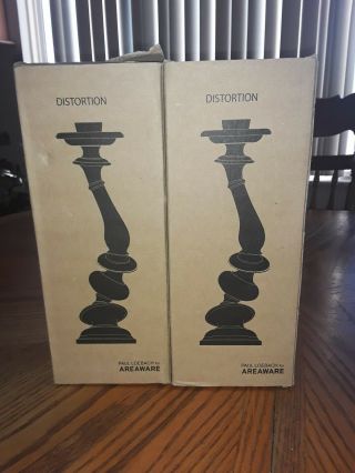 Areaware Distortion Candlesticks 2) Paul Loebach Black 10 " Abstract Candle Holder