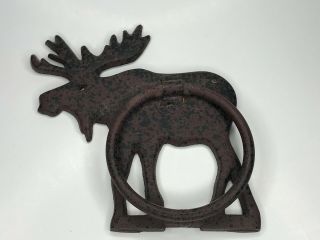 Moose Heavy Cast Iron Door Knocker Brown Black Lodge Man Cave Wildlife Gift