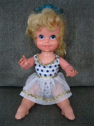 Vintage 1969 Mattel Baby Dancerina Ballerina 13 " Doll - Polka - Dots & Tutu