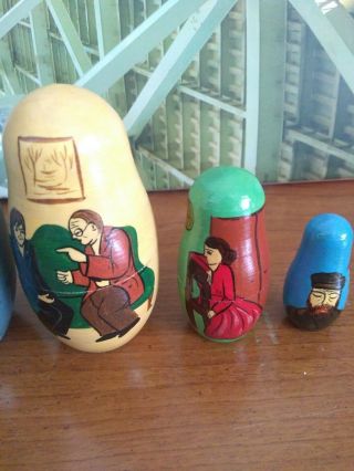 Vintage Russian 5 Piece Nesting Dolls Matryoshka Hand painted Signed 8.  5 