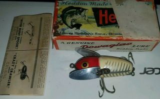 Vintage Fishing Lure Heddon Dowagiac Crazy Crawler 2120 Xrw Shape