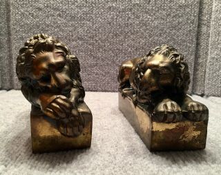 Vintage Brass Lion Sculpture Bookends Lion - Antonio Canova 1757 - 1822