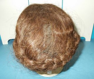 Antique Vintage Human Hair Doll Wig With Double Braids In Back