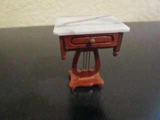 Vintage Miniatures Marble Top Table 2 1/4 " Tall X 1 3/4 " Wide