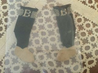 Antique Socks For French Fashion Dolls With Letter " B " On The Top