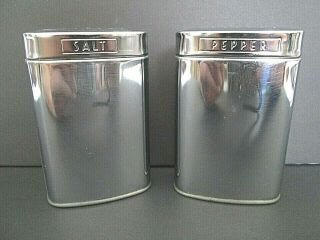 Vintage Lincoln Beautyware Chrome Salt & Pepper Shakers Mid Century Modern Exc