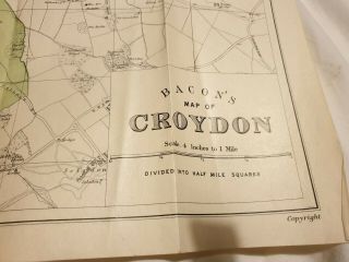 Vintage Bacon ' s Large scale plan of Croydon,  4 inch to 1 mile (A14) 5