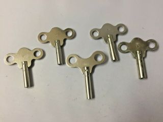 Clock Keys Carriage Mantle No: 4,  5,  6.  7.  8 Set Of 5 Steel Winders Old Stock