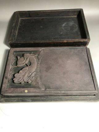 Chinese Duan Ink Stone With Huanghuali Box Pre 1800