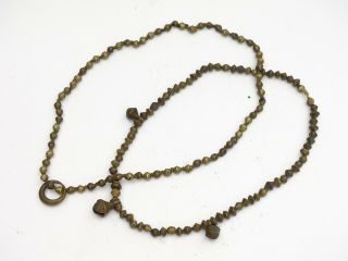 (x2) Antique African Tribal Brass Bicone Beaded Trade Currency Necklace Yoruba
