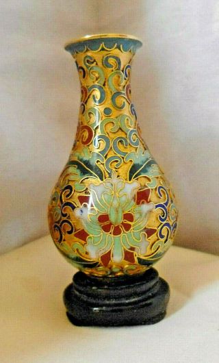 Vintage Cloisonne Minature Vase 8cms Tall,  Stand Postage