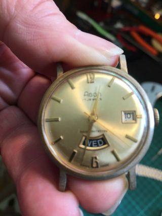 Vintage Agon Mens Swiss Watch 17 Jewels,  Spares.