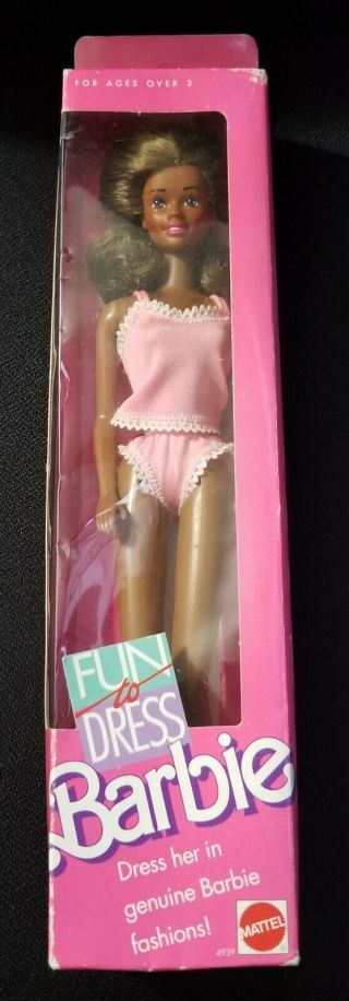 Fun To Dress Black African American Barbie 1989 Mattel 7668 Nos Nrfb Vintage